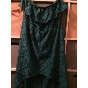 Teal Hi-lo Strapless Dress